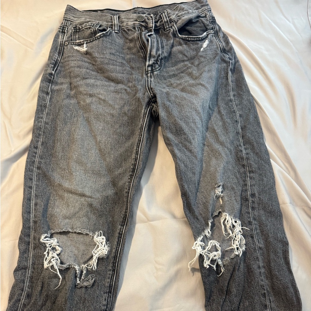 Ripped Gray Denim Jeans